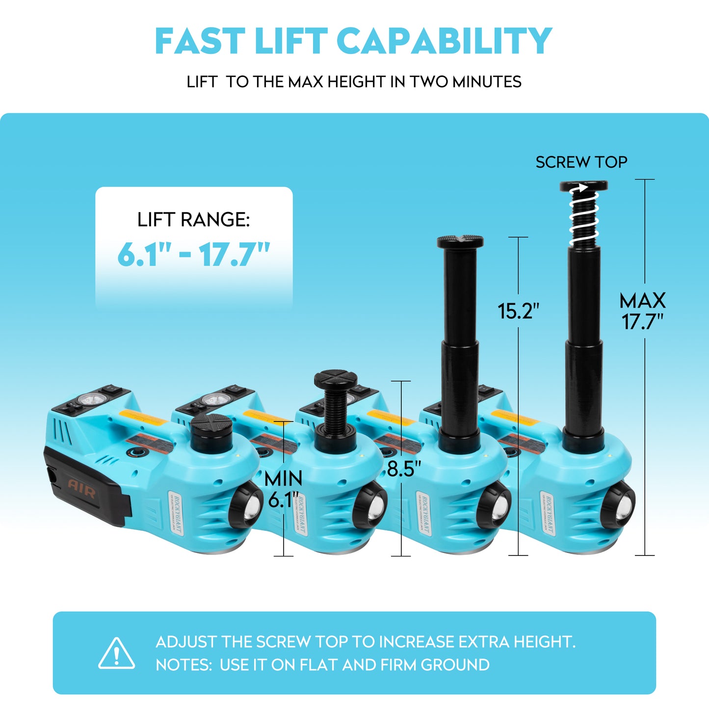 ROCKYGIANT Electric Car Jack Kit 5 Ton(11023 lbs) with Power Wrench,Built-in Air Pump and LED Light,DC 12V