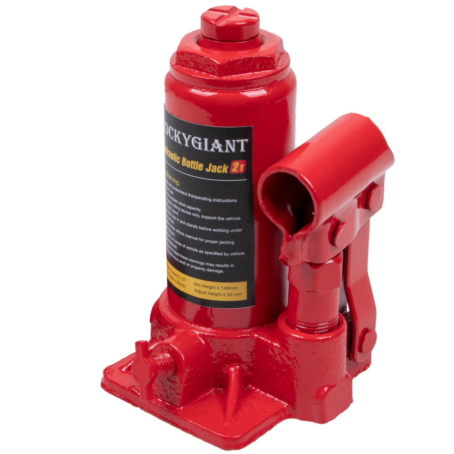 ROCKYGIANT Hydraulic Welded Bottle Jack, 2 Ton (4,000 lb) Capacity, Red